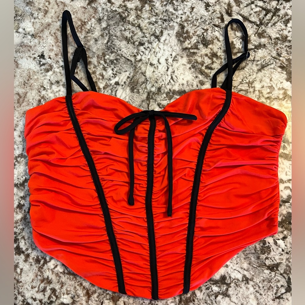 Large Forever 21 Red Black Cami Spaghetti Straps Juniors Womens Cami Top Shirt